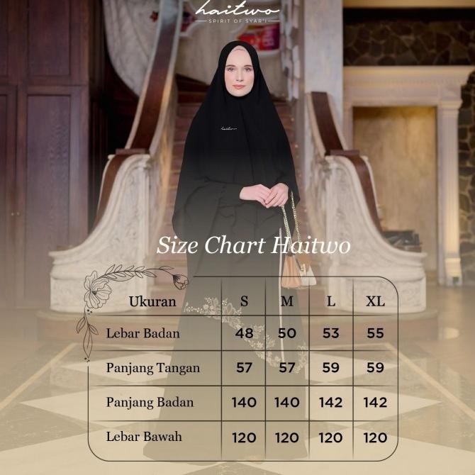 Baru Set Baju Gamis Syari Khimar Wanita Muslim Putih Hitam Umroh Ruby 003