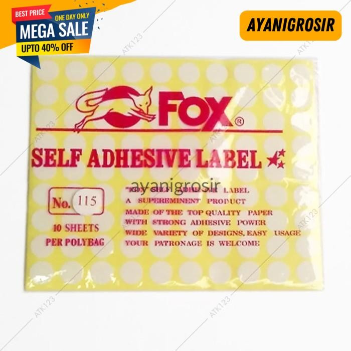 

TERBAIK KERTAS / LABEL STIKER FOX NO. 115 UK. 17 MM (LINGKARAN / BULAT) BY AYANI GROSIR !!