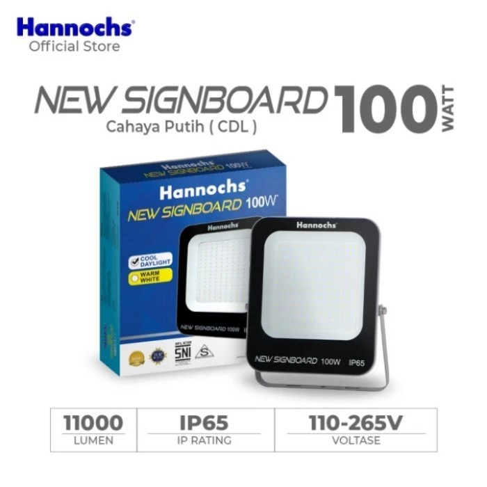 Hannochs Lampu Sorot LED Flood Light Signboard 100watt - Cahaya Putih