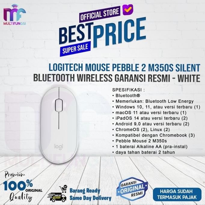 

Logitech Mouse Pebble M350 & M350s (WHITE) Wireless Garansi Resmi