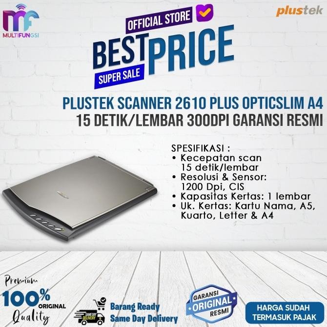 

Plustek Scanner 2610 Plus OpticSlim A4 15 Detik/Lembar 300dpi Garansi Resmi