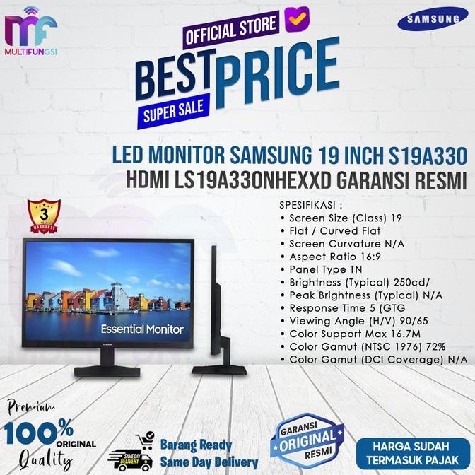 

LED Monitor Samsung 19" S19A330 HDMI LS19A330NHEXXD Garansi Resmi