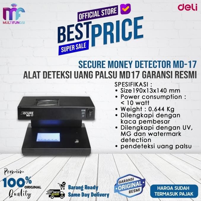 

Secure Money Detector MD-17/Alat Deteksi Uang Palsu MD17 Garansi Resmi