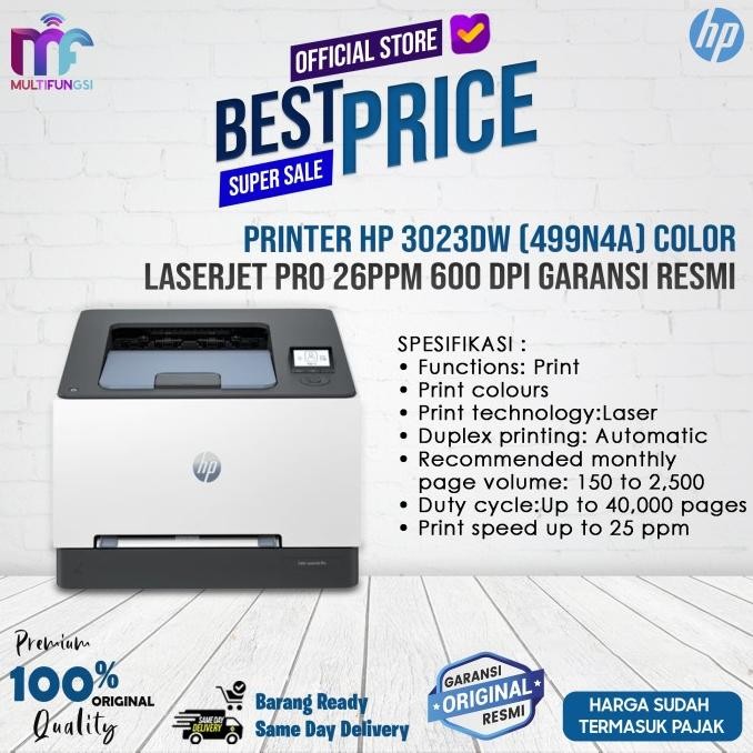 

Printer HP 3203dw / 3203 dw (499N4A) Color LaserJet Pro 26ppm 600 dpi Garansi Resmi