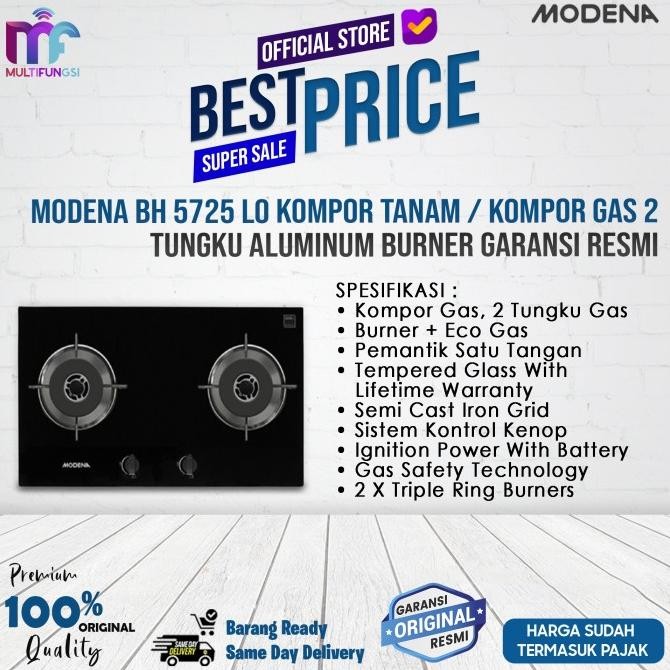 

Modena BH 5725 LO Kompor Tanam / Kompor Gas 2 Tungku Aluminum Burner Garansi Resmi