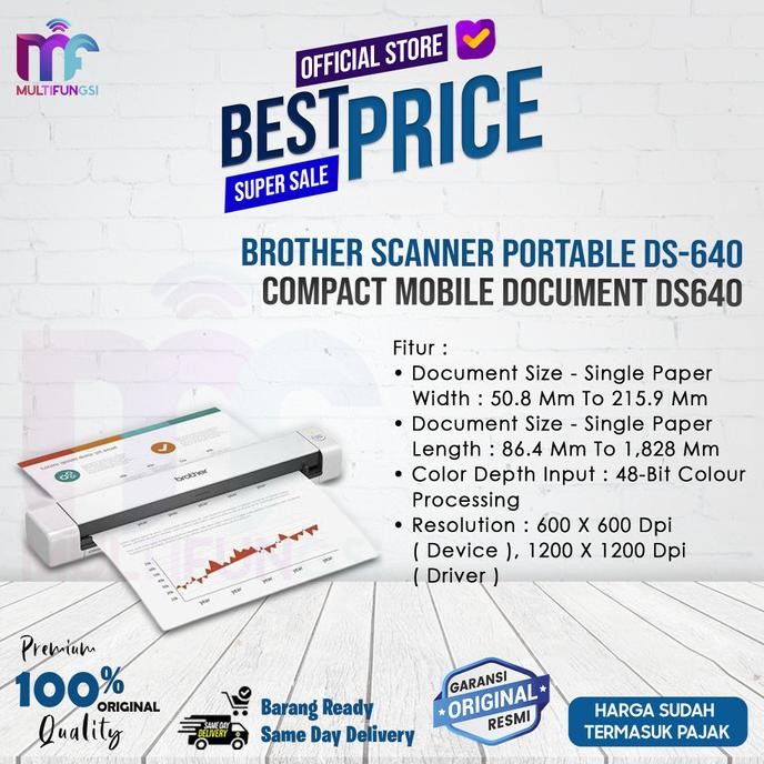 

Brother Scanner Portable DS-640 Compact Mobile Document DS640