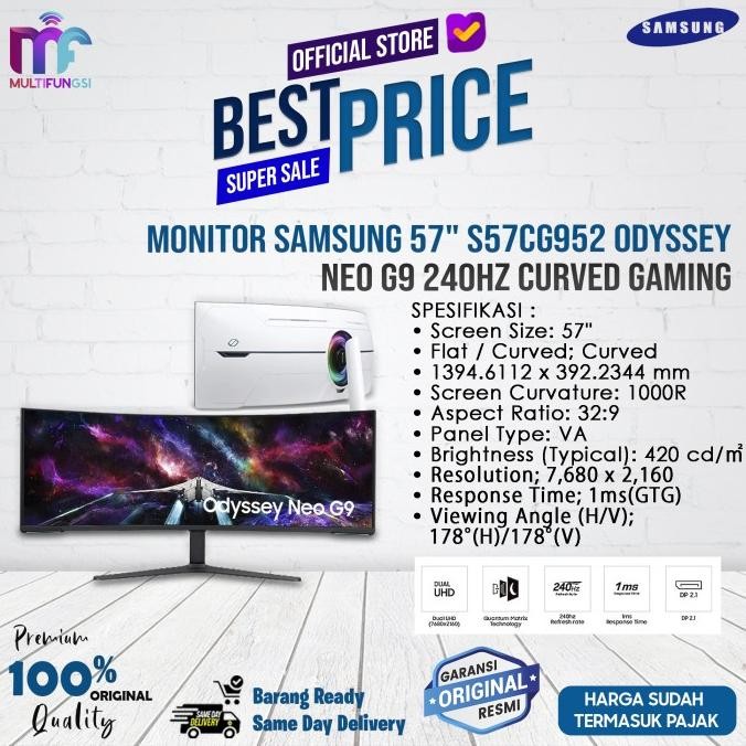 

Monitor Samsung 57" S57CG952 Odyssey Neo G9 240Hz Curved Gaming