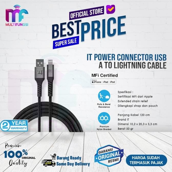 

IT Power Connector USB A to Lightning Cable - Black Garansi Resmi