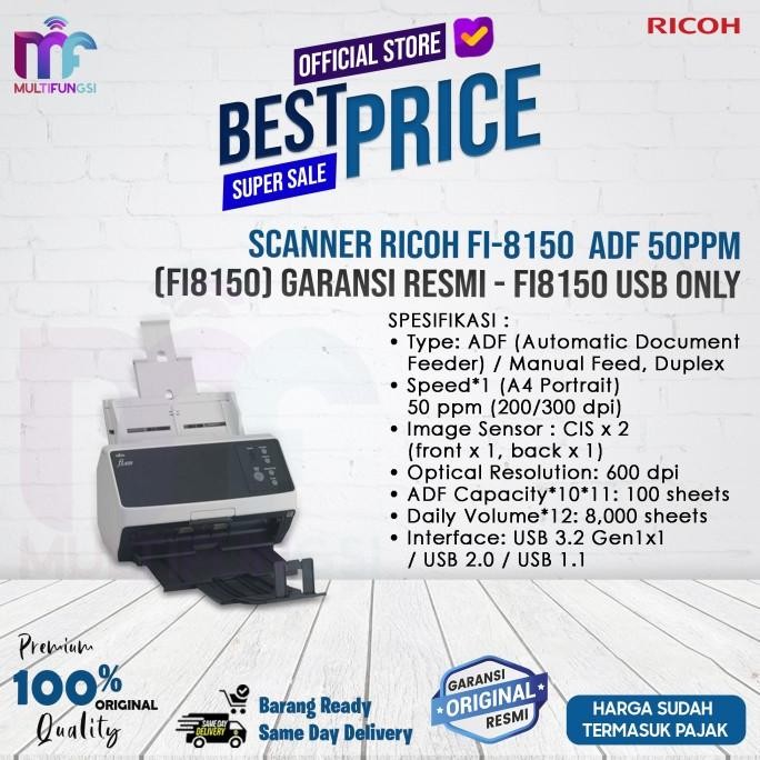 

Scanner Fujitsu / Ricoh Fi-8150 ADF 50ppm (Fi8150) Garansi Resmi