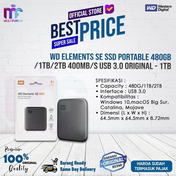 

WD Elements SE SSD Portable 480GB/1TB/2TB 400Mb/s USB 3.0 Original