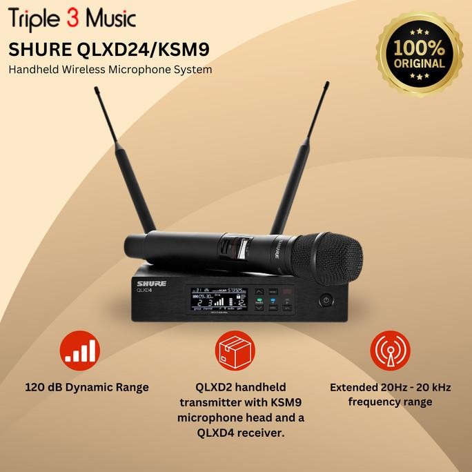 Baru SHURE MIC WIRELESS QLXD24/KSM9 QLXD24 KSM9 Handheld Wireless Microphone System 3musi12 Kualitas
