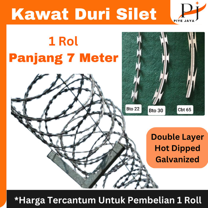 TERBARU Kawat Duri Silet Galvanis Tebal Pagar Tembok Rumah Anti Maling Per Rol