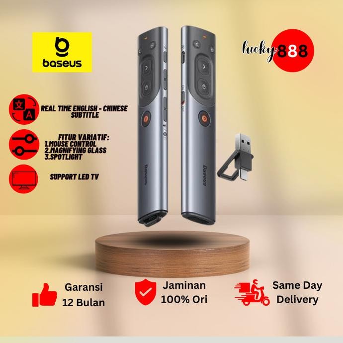 Laser Pointer Baseus Spotlight Digital Wireless Presenter Laser Pointer Untuk TV LED Air Mouse Remot