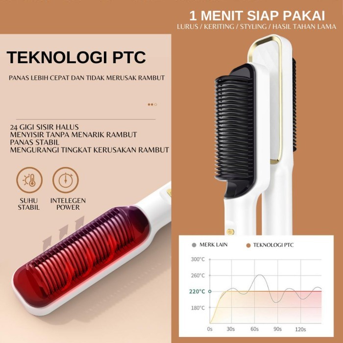 Catokan Sisir 2 In 1 Catok Pelurus Dan Curly Rambut Straightener