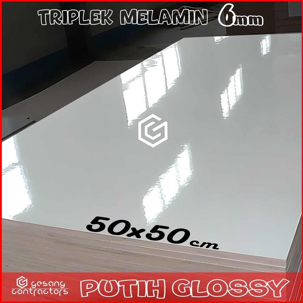 Triplek Melamin Putih 6mm 50x50 cm Triplek Putih Glossy 1 Muka 50 x 50 cm