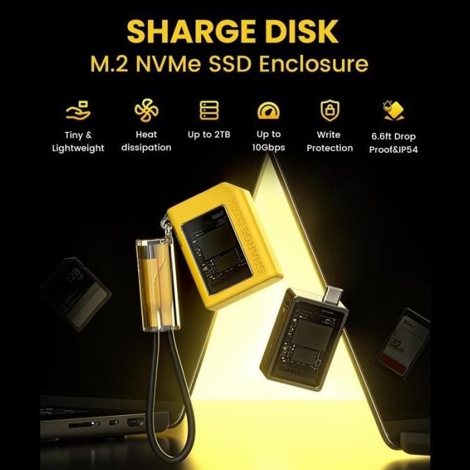 

Produk Baru!! SHARGE M.2 SSD Case 2230 M2 NVMe PCI-E Enclosure USB 3.2 Gen2 10Gbps External Casing with Active cooling Fan for iPhone Laptop PS5 Camera