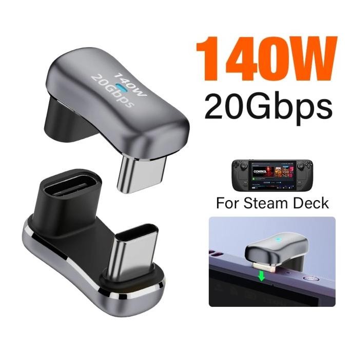 

Produk Baru!! USB C Adapter 20Gbps PD 140W Type C Charging 180 Degree Angle U Shape Converter for Steam Deck ROG Ally Accessories