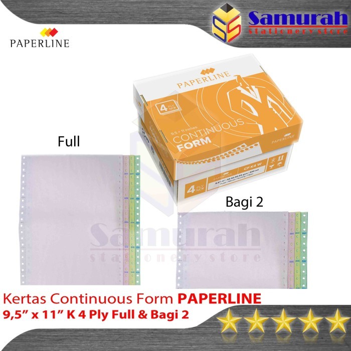 

TERMURAH - Kertas Continuous Form Paperline 9,5 x 11 K 4 Ply Warna Full / Bagi 2