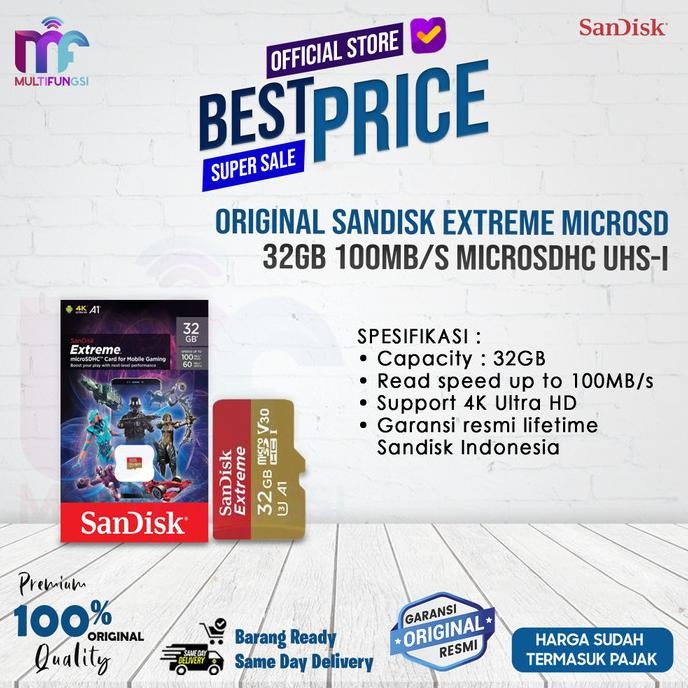 

ORIGINAL SANDISK EXTREME MICROSD 32GB 100MB/S MICROSDHC UHS-I