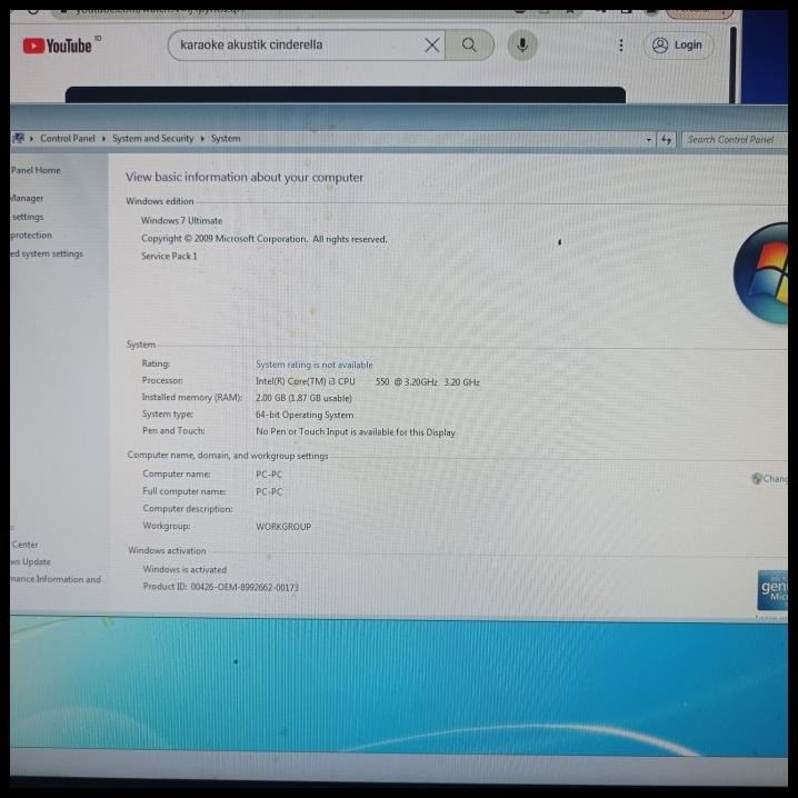 Bisa Gosend pc all in one hp Ommi200 core i3-550