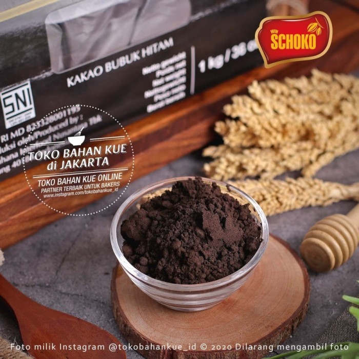 

Ready Stock Schoko Pure Cocoa Powder Jet Black 10/12 250Gr Cokelat Bubuk Hitam