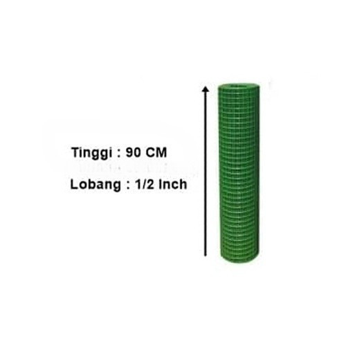Kawat Loket PVC Hijau 1/2" Roll Ram Ayakan Kandang Ayam Pagar Tanaman