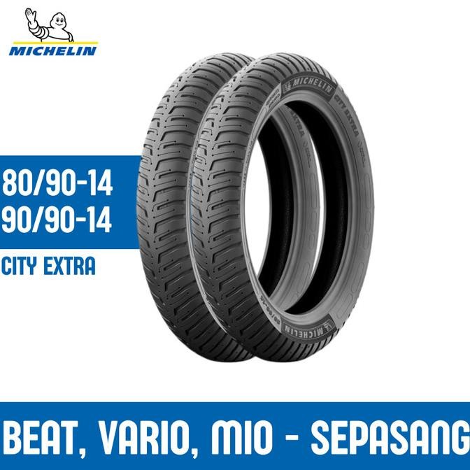 (Pnp) Sepasang Ban Motor Vario Beat Mio Michelin City Extra 90/90 & 80/90-14