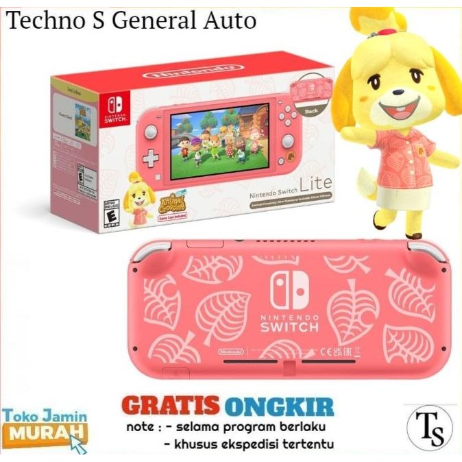 Nintendo Switch Lite Animal Crossing New Horizons Isabelle Aloha - Konsol Game Portabel 5.5 Inci Coral