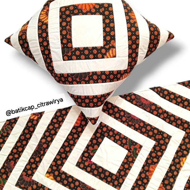 Sarung bantal kursi atau sofa/Cushion cover dan taplak meja unik motif batik dan bunga. isi 5 Sarung
