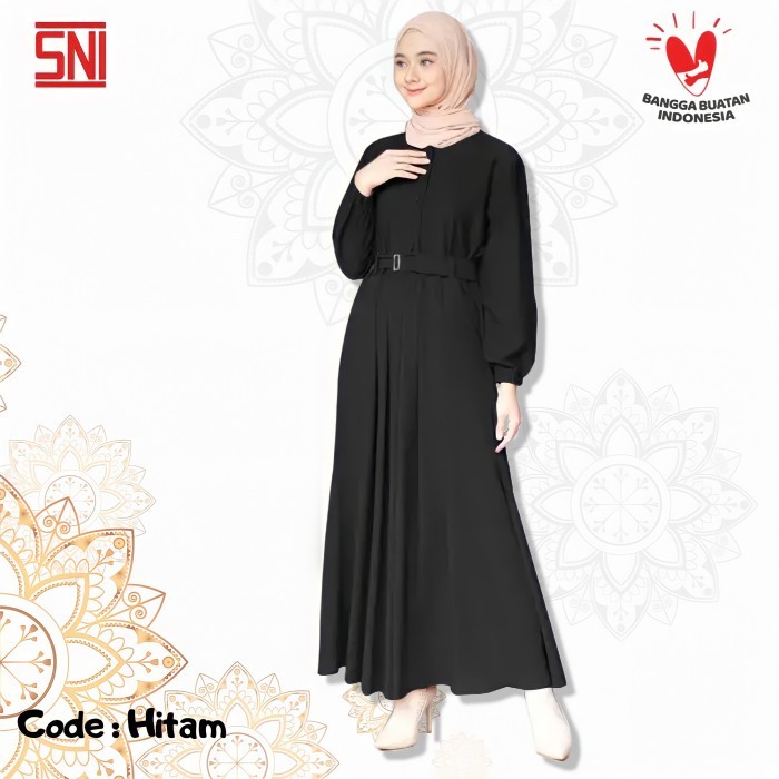 TERMURAH Gamis Muslim&Muslimah Syar`i Dress Wanita Dewasa/Remaja Terkini - Hitam