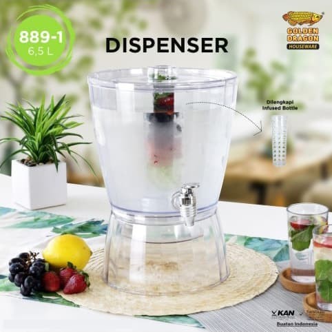 Dispenser +Infused 6,5 Liter / Wadah Minuman Galon Golden Dragon 889-1