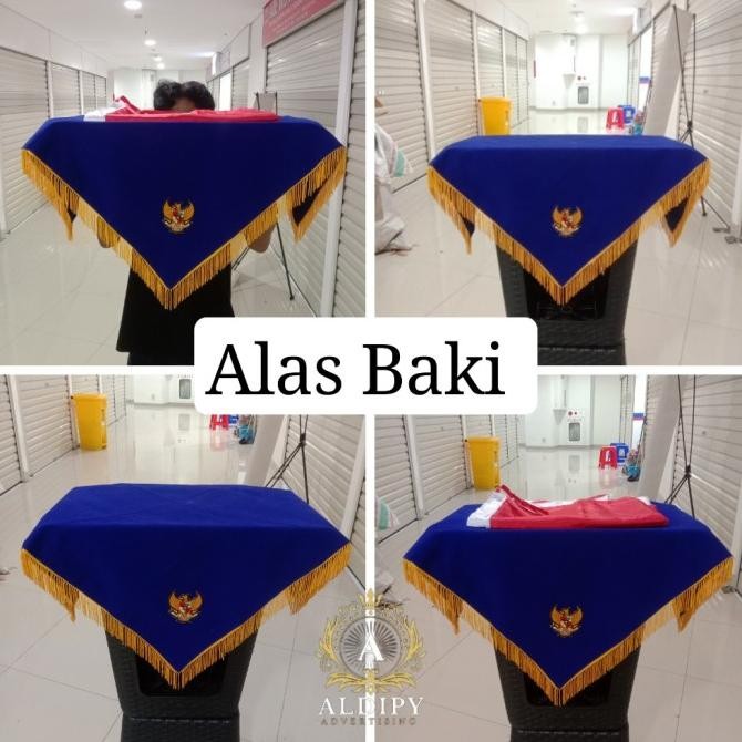 Alas Baki Upacara Bendera Taplak Baki Upacara Warna Biru Ready Stok