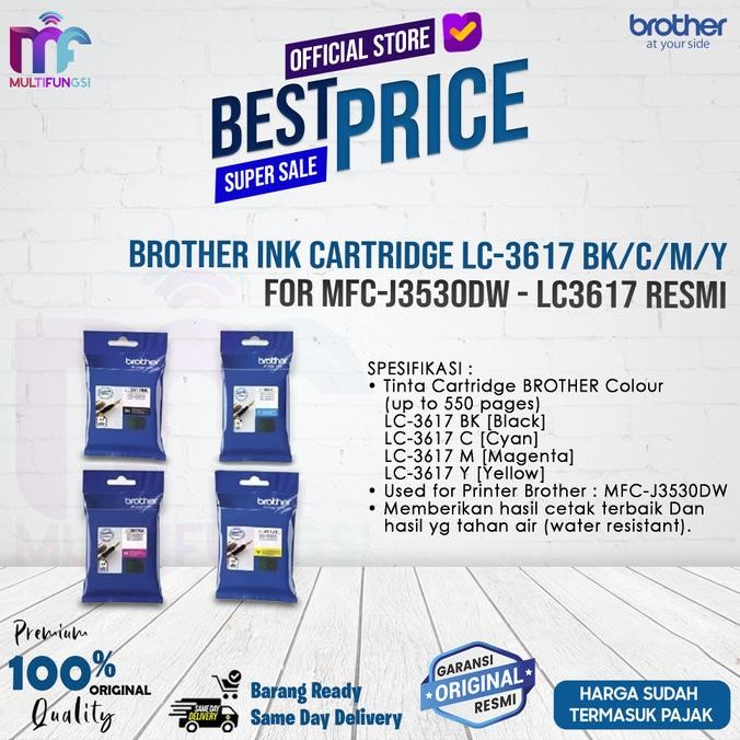 

Brother Ink Cartridge LC-3617 BK/C/M/Y for MFC-J3530DW - LC3617 Resmi