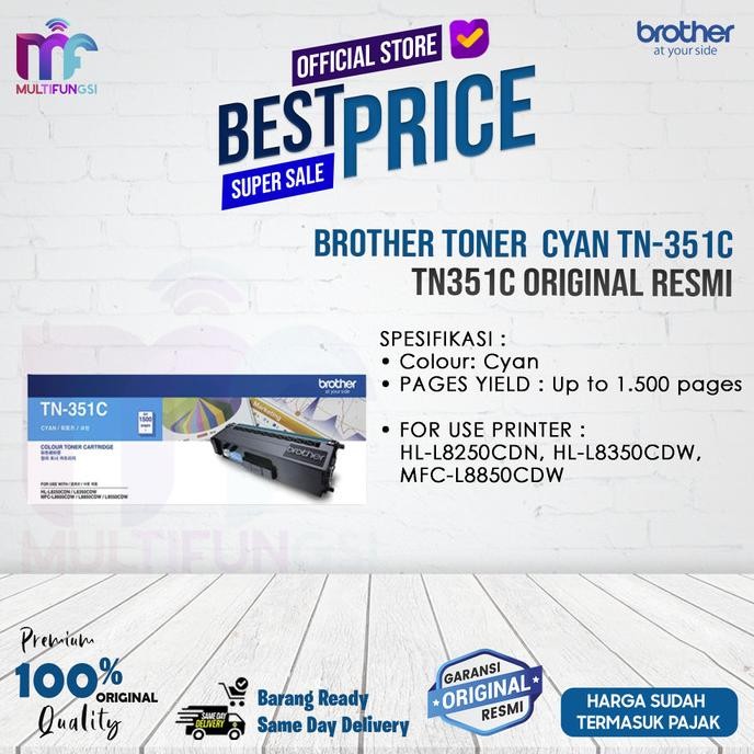 

Brother Toner Black TN-351C / TN351C Original TN-351 Cyan Resmi