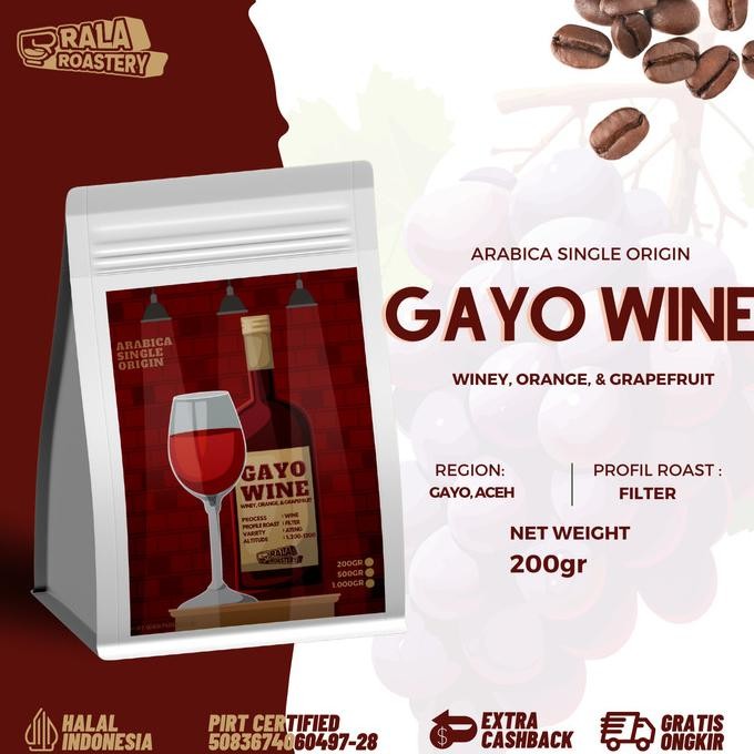 

Kopi Arabika Aceh Gayo Wine | Biji Kopi Single Origin Arabica 200Gr