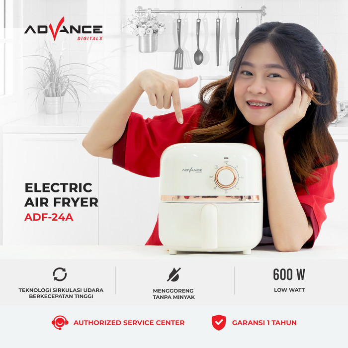 

TERBARU Air Fryer Advance ADF-24 A Electric Penggorengan Tanpa Minyak 2.4 lt