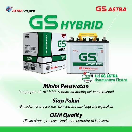 Aki mobil GS Astra Hybrid Avanza/Xenia/Brio/Jazz/City/Xpander