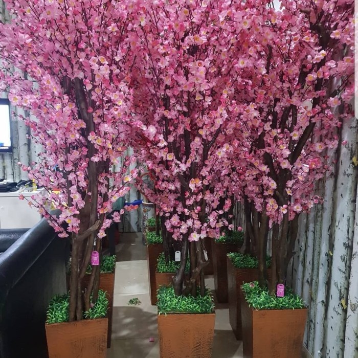 Pohon Meihwa Imlek Besar 180cm Dekorasi Pohon Sakura Pink Merah Meihua