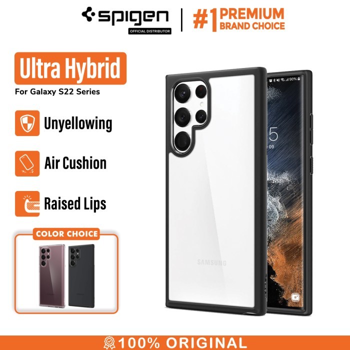 Case Samsung Galaxy S22 Ultra Plus Spigen Ultra Hybrid Clear Casing - S22 Ultra, Matte Black
