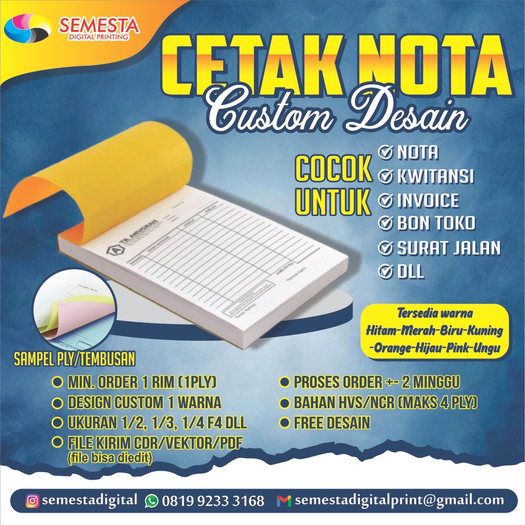 

CETAK NOTA / KWITANSI / BAHAN NCR / 1 RIM