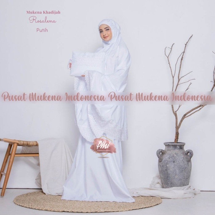 Mukena MUKENA DEWASA KATUN MIKRO KHADIJAH ROSALEENA - Putih premium katun terbaru terkini adem elega