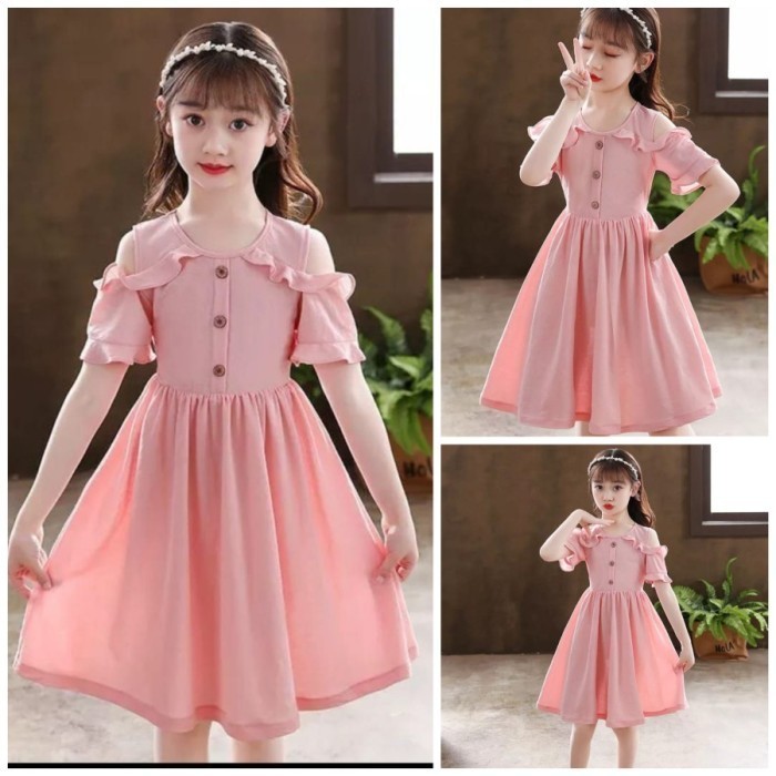 Baju Dress Anak Perempuan Korea Usia 7 - 10 Tahun Serena Kid