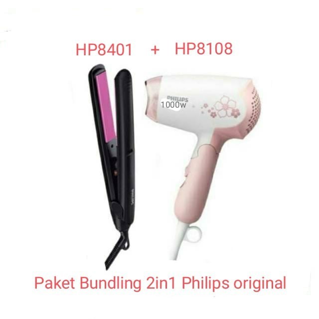 PAKET 2IN1 Philips catokan rambut + hair dryer HP8401 + HP8108 ori