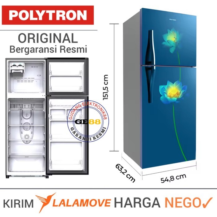 KULKAS POLYTRON 2 PINTU PRB-237 LEMARI ES POLYTRON 2PINTU 220L LOW WAT