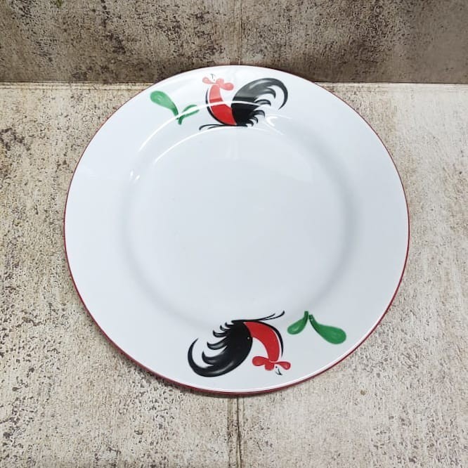 PIRING KERAMIK CEPER AYAM JAGO 9 INCI KOPIN DAPAT 1 LUSIN