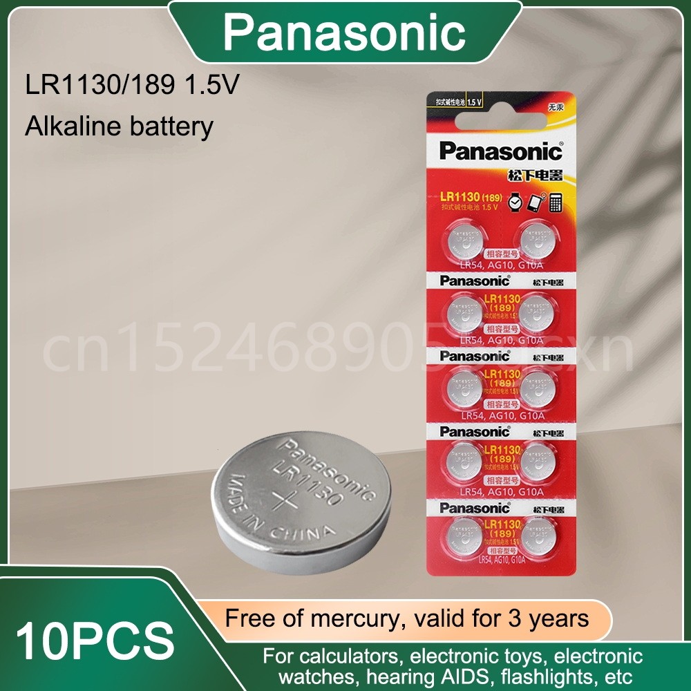 10PCS Panasonic Alkaline Button Cell Battery 189 LR1130