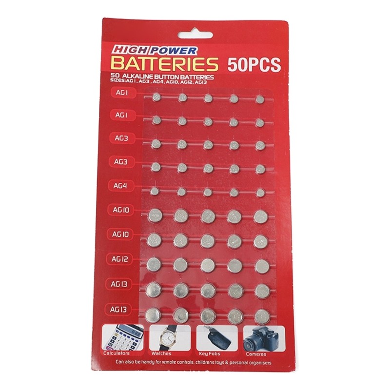 AG1/AG3/AG4/AG10/AG12/AG13 Button Cell Battery Set of 50pcs