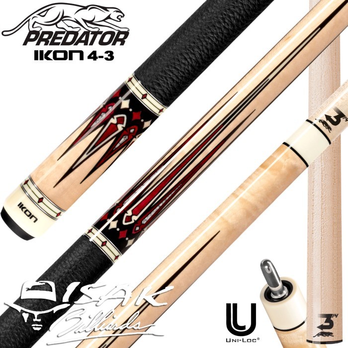 Predator IKON4-3 Uniloc low Deflection Billiard Cue Stick Stik Biliar