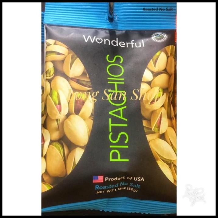 

Wonderful Classic Roasted No Salted Pistachios 50 Gr Kacang Import