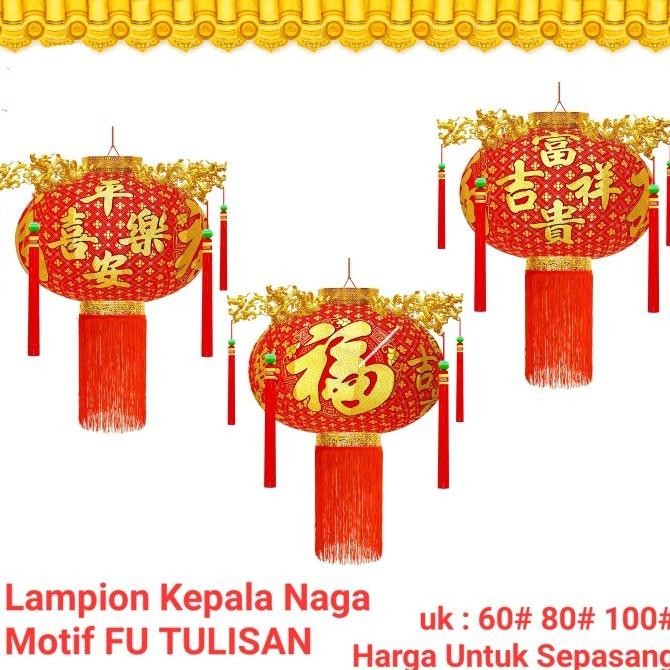 

Sale! Lampion Kain Bludru Kepala Naga Rumbai Sepasang Dekor Fu Hoki Grosir